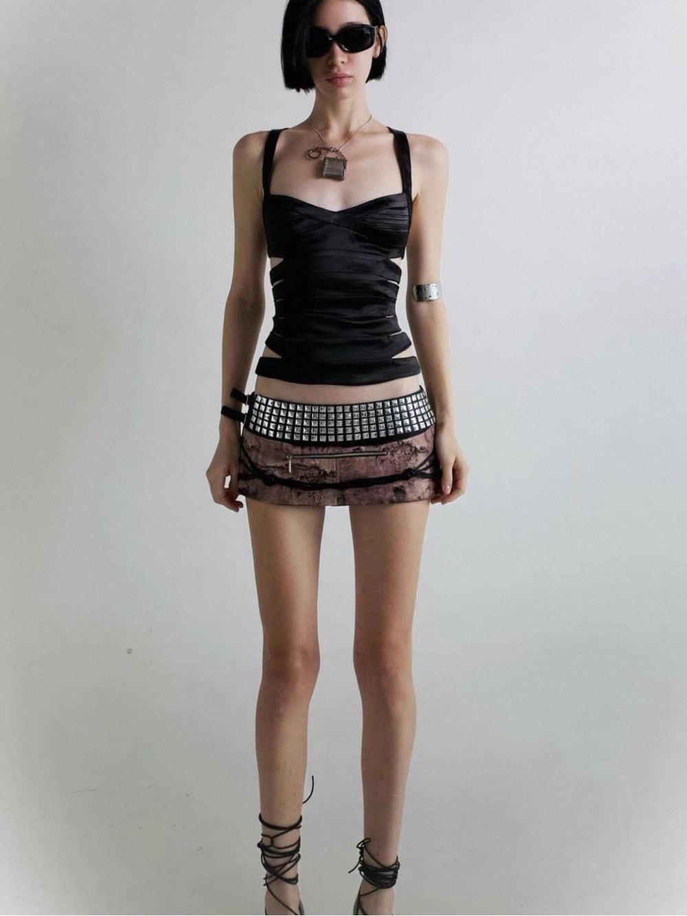 Satin Y2K bandage lace up corset top